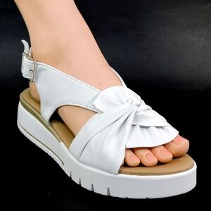 SPACE MODA BY REPO 🇮🇹 WOMEN'S WHITE SOFT LEATHER COMFORT SUMMER WEDGE SANDALS